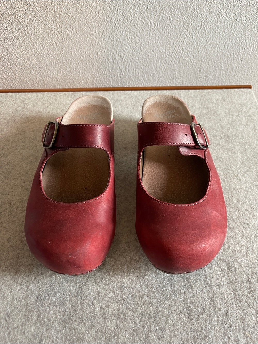 Dansko Women’s Martina Mary Jane Clogs in Oiled Red